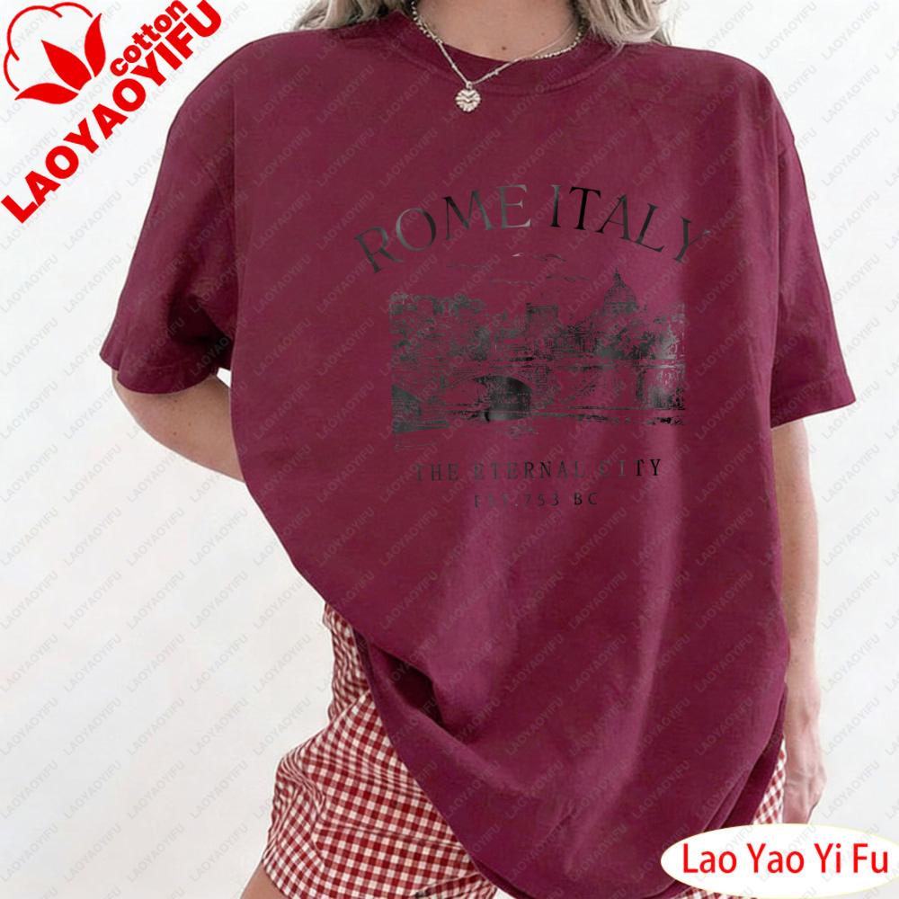 I RoUnisex Italy Shirts Italy Skyline TShirt Womens Summer Tees ROME ITALY THE ETERNAL CITY EST 753 BC Graphic Tees