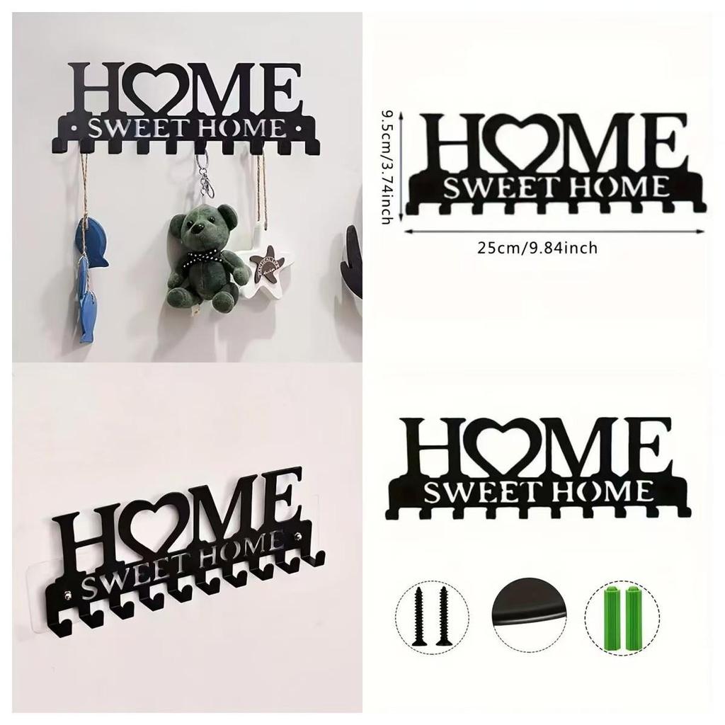 HOME Metall Wandhaken mit Buchstaben - Kreativer Eisenkunst Schlüssel- und Handtuchhalter
