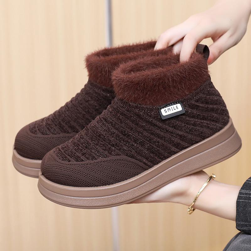 Women's Winter Snow Boots Fuzzy Faux Fur Lined Short Booties for Women Non-Slip Comfortable Fleece Indoor Outdoor House Shoes Warm Walking Shoes
