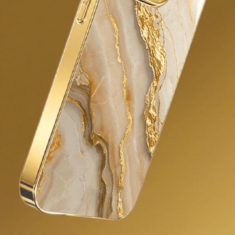 Gold Marble Stone Pattern Metallic Paint Glass Phone Case For iPhone 17 16 15 14 13 12 11 Pro Max 14 15 Plus 17 Air 16E Cover