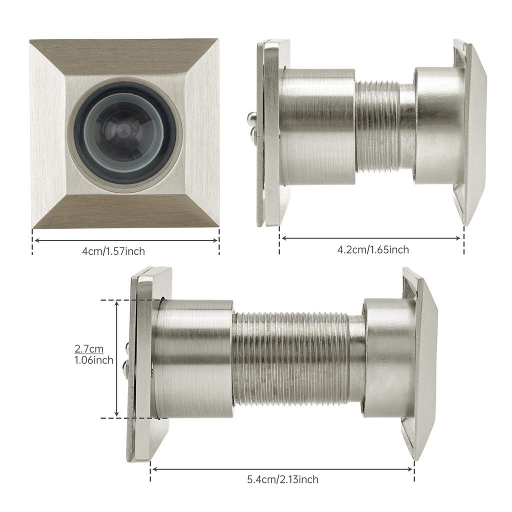 Solid Brass Square 28mm Door Peephole 220 Degree HD Optical Glass Lens Privacy Cover Heavy Duty Universal Fit for 42-54mm Door Thickness