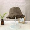 25 Early Autumn New Retro Elegant Plaid Pleated Edge Fisherman's Hat Children Show Their Faces Small Literary Trend