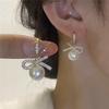 2025 Trendy Korean Micro-Inlaid Zircon Bow Earrings with S925 Silver Needle and Pearl for Women