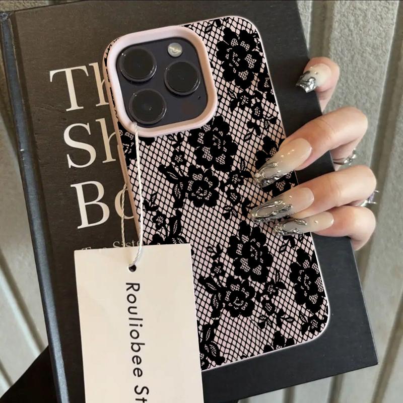 Korean INS Black Lace Rose Phone Case For Xiaomi Redmi Note 15 14 13 12 11 Pro Plus 14C 15C 13C 12S 11 10 Lens Protection Cover