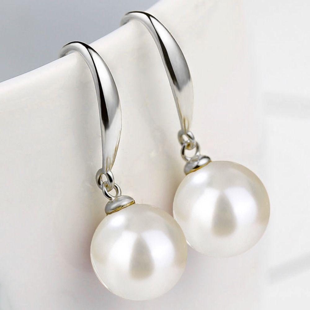 Shell Beads Long Earrings Simulation Freshwater Pearl Ear Hook Simple Drop Earrings  Female