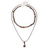 Ethnic Style Layered Choker Necklace with Turquoise Accent , Retro Design Irregular Shape