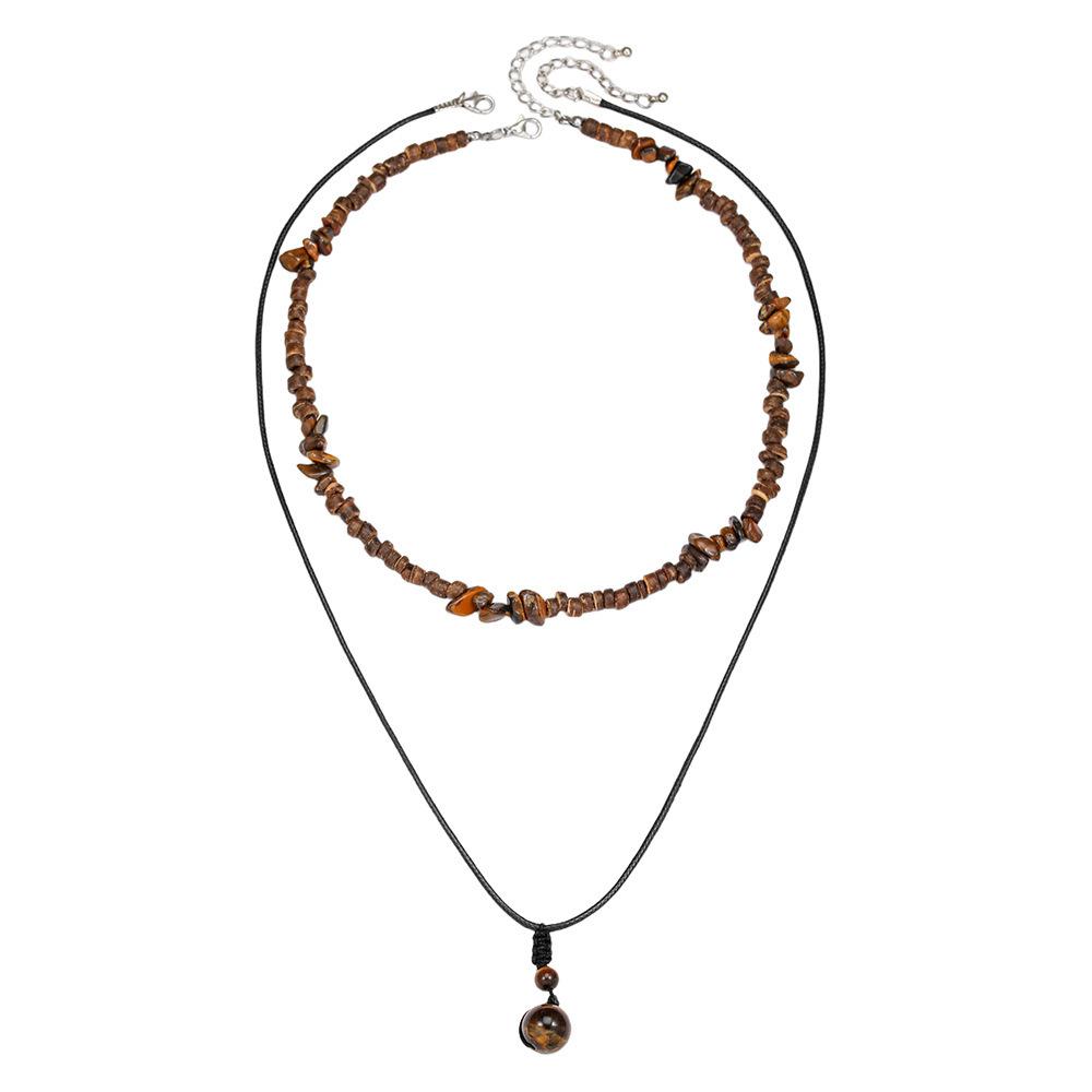 Ethnic Style Layered Choker Necklace with Turquoise Accent , Retro Design Irregular Shape