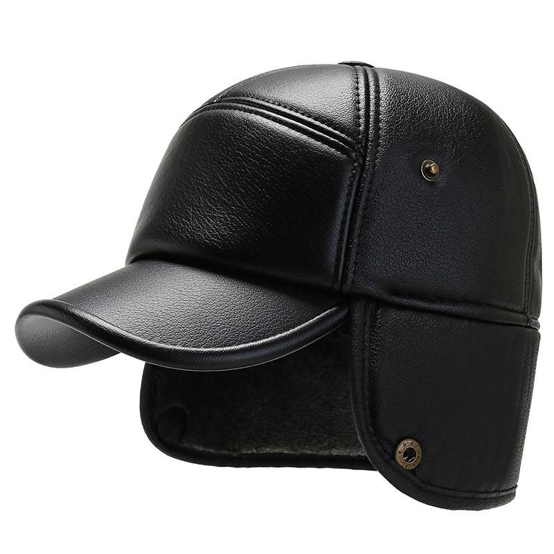 Ushanka Hat Plush Pu Leather Cap Winter Outdoor Warmth Ear Gifts Protection