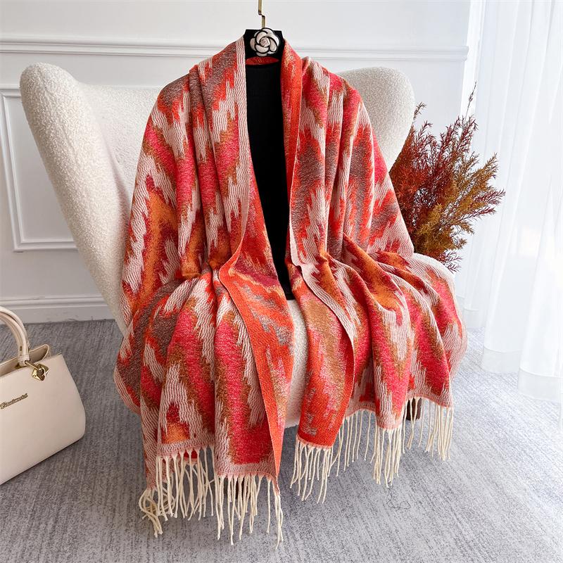 Warm Winter Scarf for Women Luxury Pashmina Emboridery Shawl Thick Cashmere Poncho Cape Lady Elegant Bufanda Hijab Winter Stole