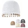Cotton Crochet Shell Beanie Hat Breathable Hollow Out Knit Cap Summer Headwear  Daily Wear