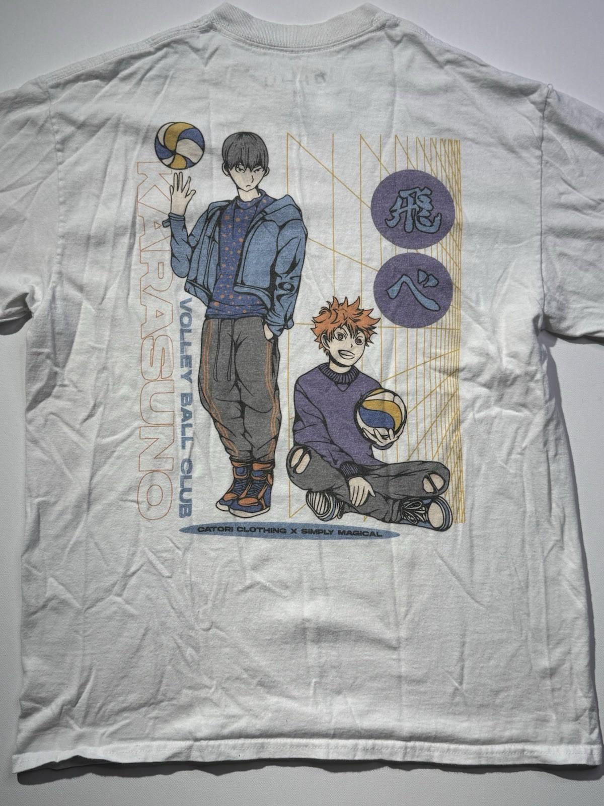 Haikyuu Karasuno Mens Medium White Anime Gatori Graphic Tee Japanese Y2K Unisex T-Shirt M