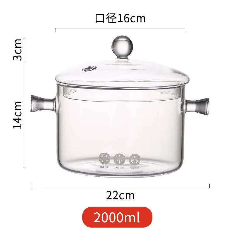 High Borosilicate Glass Saucepan for Cooking, Clear Cooking Pot, Gas Open Fire, High Temperature Resistant, Cookware, New, House