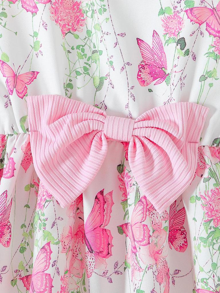 Spring-Autumn Girls' Princess Jacket & Vest Set: Long Sleeve Dress with Printed Vest