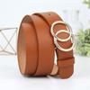 Round Belt Woman Gold Buckle Black Leather Belts for Women Jeans Fashion Ladies Waist Ceinture Femme Waistband