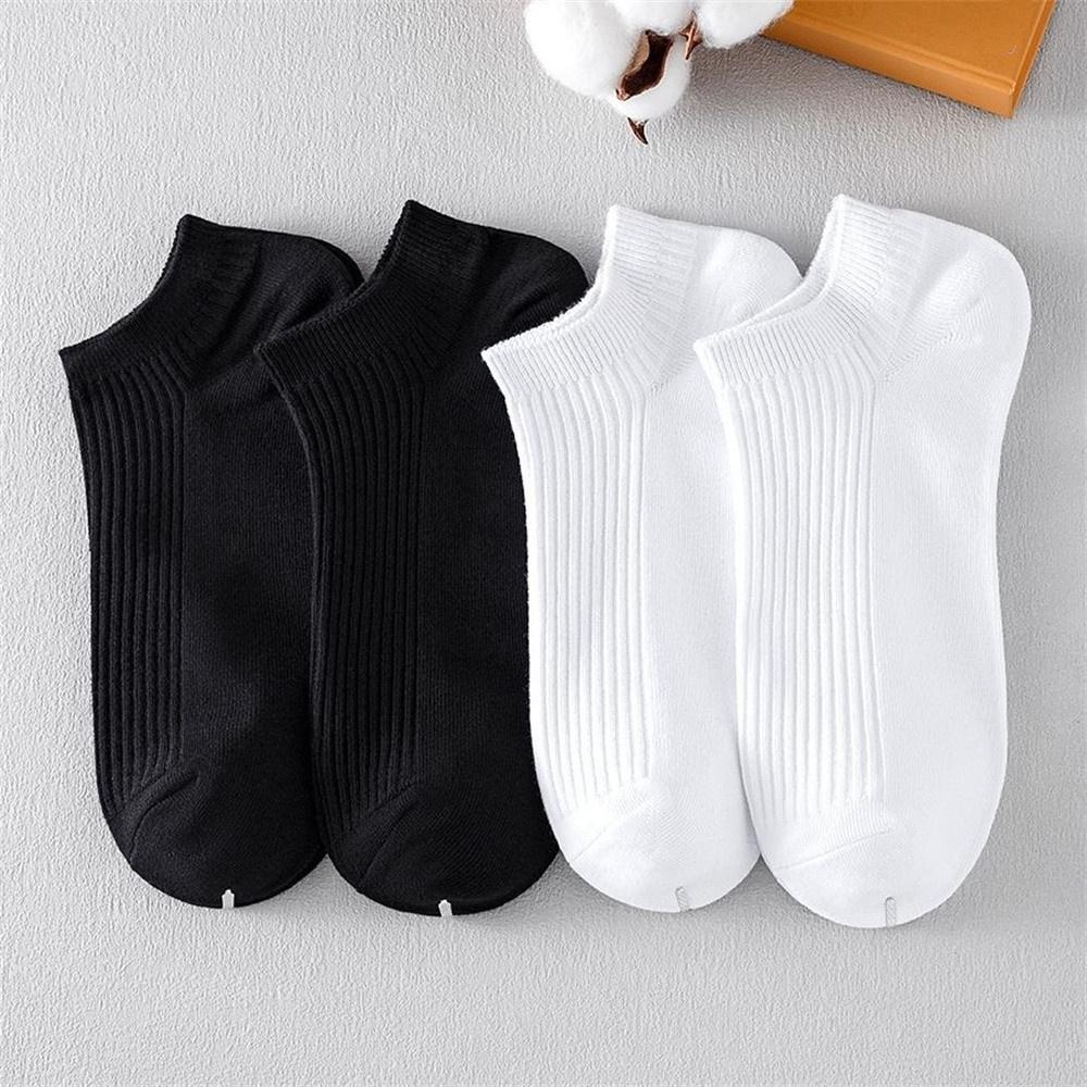 5 Pairs High Quality Double Needle Men's Women's Cotton Socks Short Tube Black/White Sports Socks Summer Invisible Ankle Meias