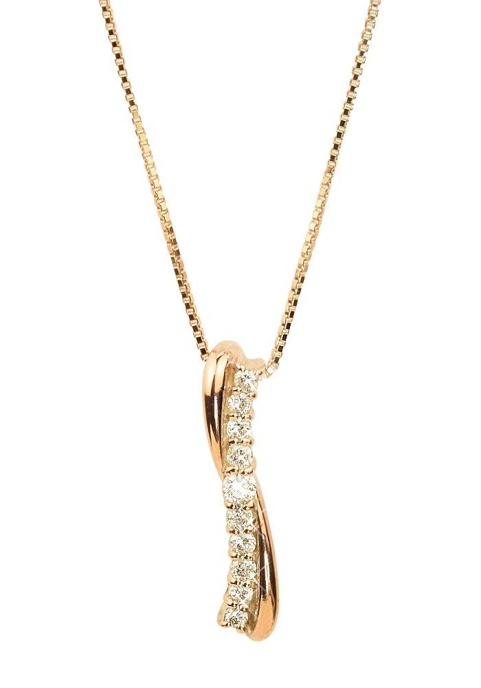 

Leaf Sweet Ten Diamond Necklace 10K Gold Carat Adjustable 45cm Slide Chain K10 Pink Gold April Ma437 [Four Clover] 0.1 Birthstone