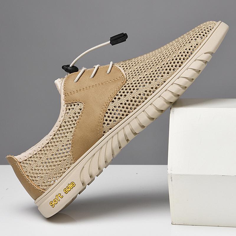 Fashion Lightweight Men Casual Shoes Fashion Hollow Out Shoes Male Breathable Cool Men Mesh Driving Shoes Comfortable Outdoor Sneakers