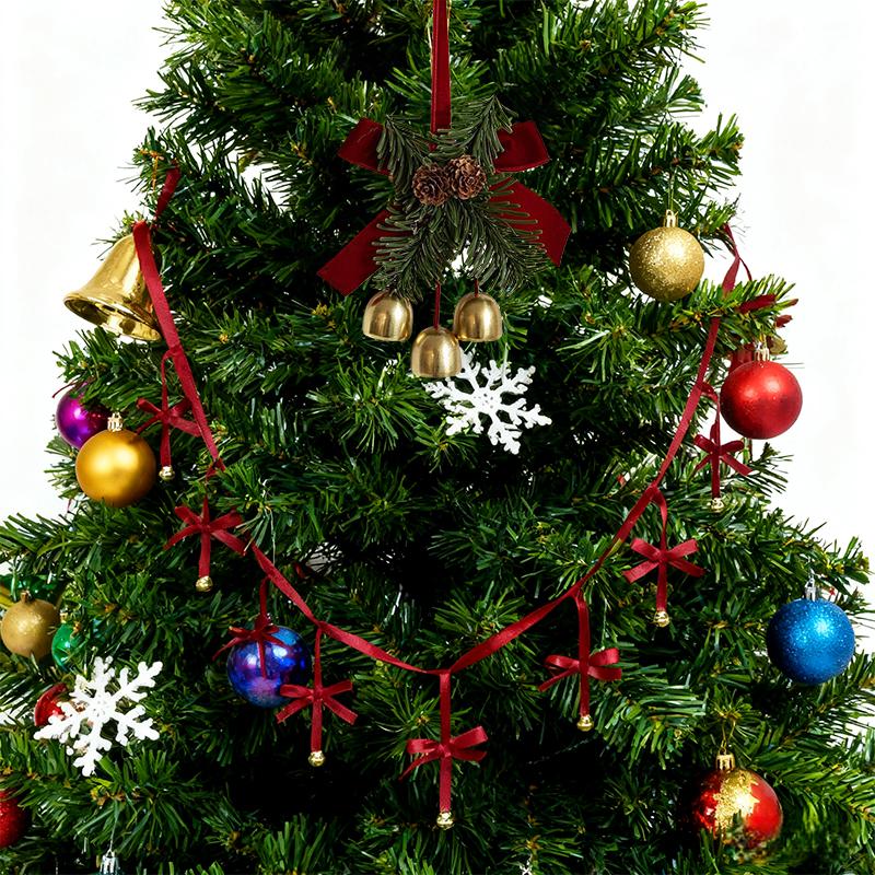 2025 Christmas Bell Pendant Red Velvet Bow Decoration Christmas Tree Decoration Supplies Hanging Door Pendant