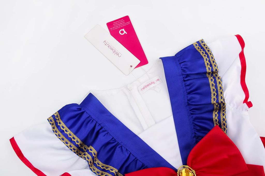 ReliBeauty Princess Halloween Costume for Cosplay Kids Birthday School Sailor Blue and Size 140 Dress, Girls, Costume, Costume, Christmas, Gift,