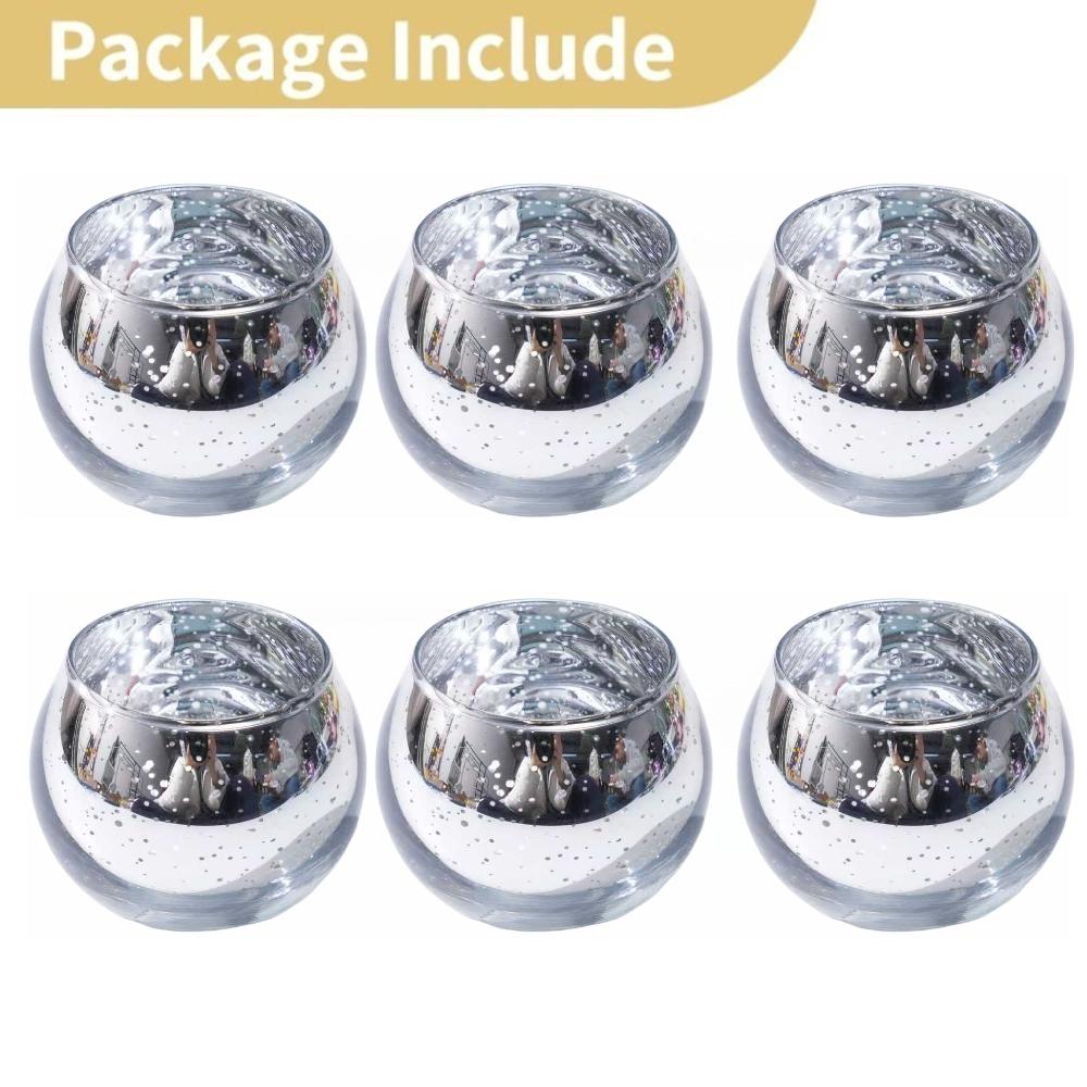 6/12Pcs Mercury Votive Tealight Glass Candle Holder Wishing Candlestick Birthday Party Home Wedding Table Centerpiece Decoration