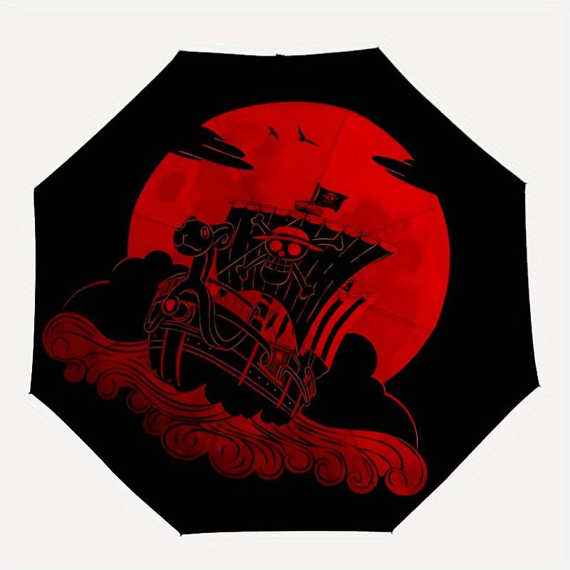 

Pirate Ship One Piece Automatic Folding Umbrella with Sturdy Iron Frame, Portable Compact Travel Umbrella All-Season Use Parties020
