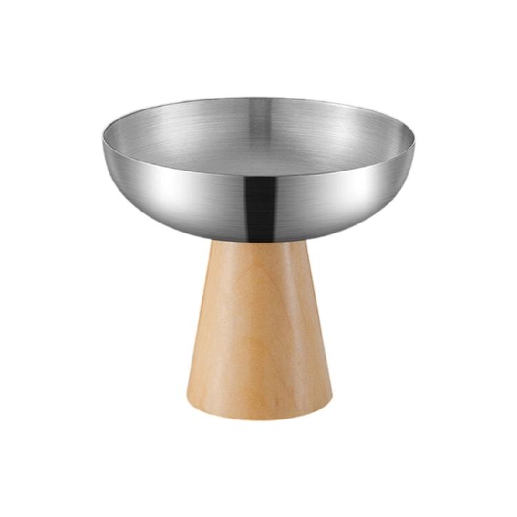 

Wood Base And Stainless Steel Dessert Holder Elegant Serving Cup For Ice Cream Fruit Salad And Snacks S SIZE