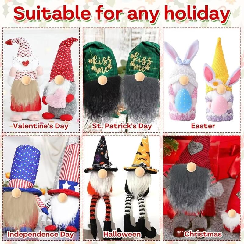 Gnome Beard Braids Wooden Balls Nose Set, Handmade Gnome Beard Fake Fluffy Gnome Beard Faux Fur Gnome Dwarf Beard Braids