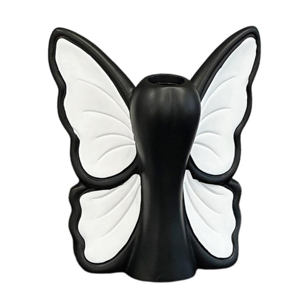 

Multifunctional Vase Ornament Flower Vase Decoration Elegant Butterfly Vinyl Flower Vase with Modern Bowknot Holder for Home чорний