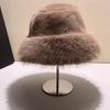 Fluffy Fur Bucket Hat For Women Soft Fluffy Fisherman Hat Thicken Ear Protection Women's Winter Hat Cold Snowy Day Panama Cap
