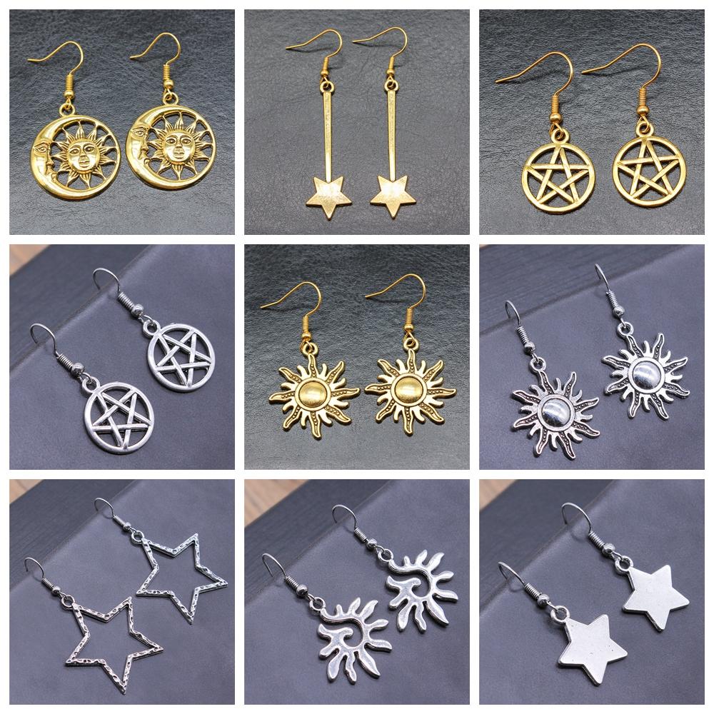 53 styles Inspired Jewellery Fashion Women Gifts Vintage Moon Sun Star Dangle Drop Earrings For Women Statement Wiccan Jewelry