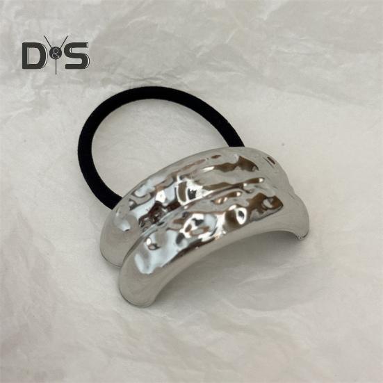 Women Headband Geometric Metal Decor High Elastic Hair Tie Versatile Styling Hair Rope Hair Accessories