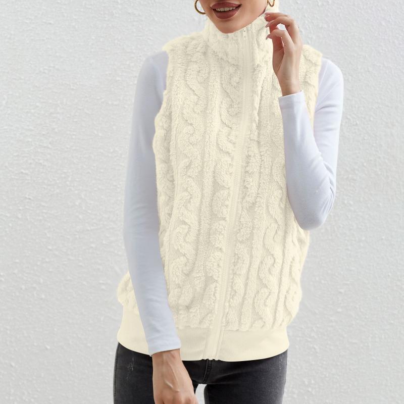Women S Thick Fleece Sleeveless Vest Jacquard Autumn Winter Casual Top