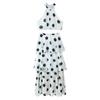 Summer Women's Hanging Collar Sleeveless Dotted Prints Vest Tops + Long Cake Skirt Two-piece Set