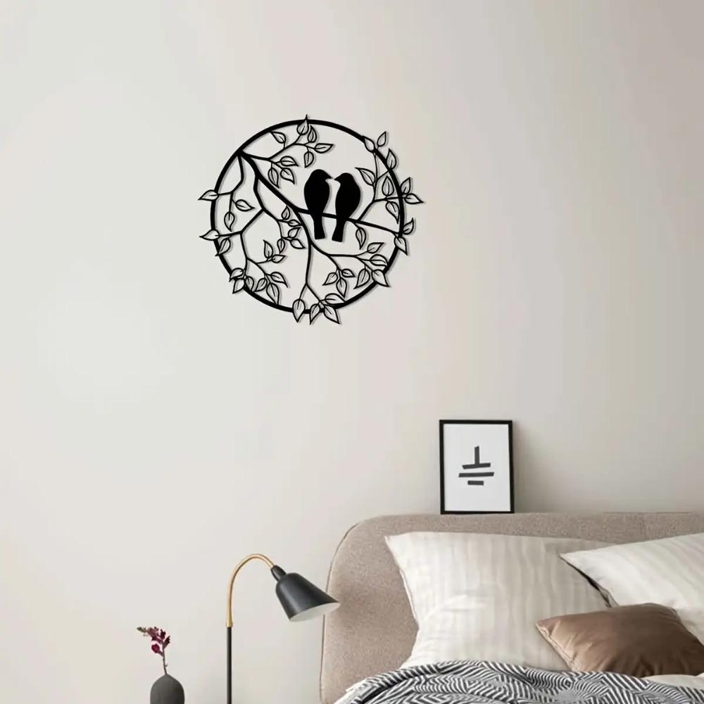 Metal Bird Wall Art, Black Iron Farmhouse Decor for Indoor Outdoor Living Room Bedroom Porch Garden Courtyard Fence Yard