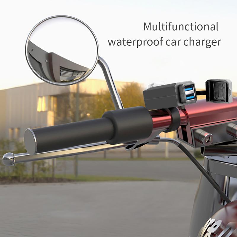 Motorcycle Vehicle-Mounted Charger Waterproof Usb Adapter 12V Phone Dual Usb Port Quick Charge 3.0 With Switch Moto Accessory