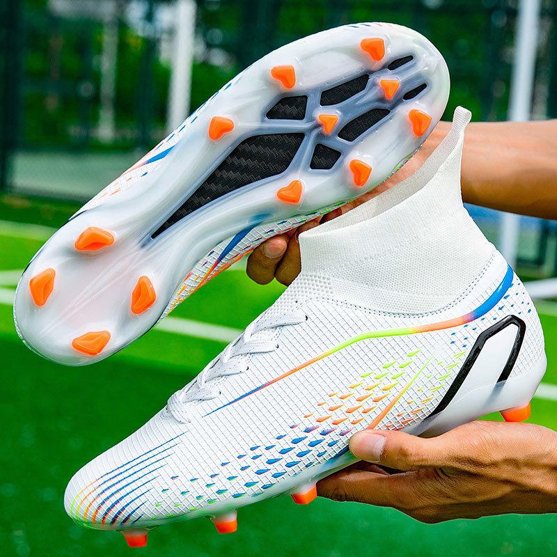 Overseas children's football shoes men's high-top adult student long nails artificial grass women's broken nails football shoes