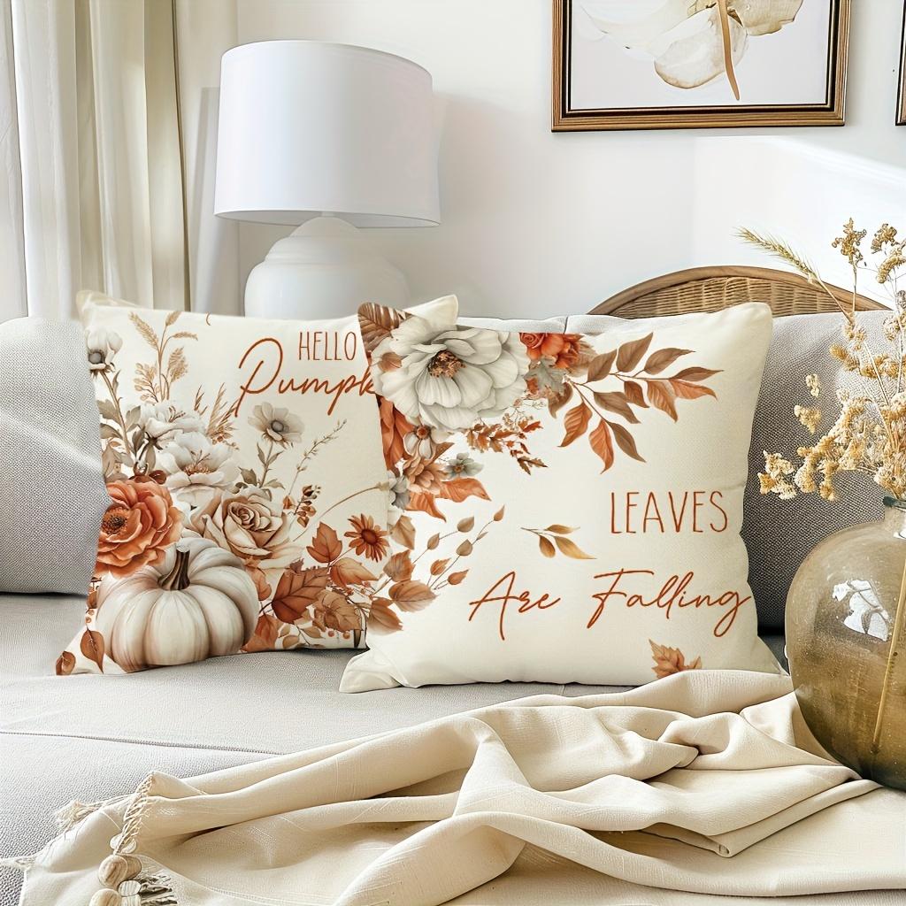 Fall Throw Pillow Covers Thankful Grateful Blessed Harvest Pumpkin Decorative Home Couch Sofa Living Room Bedroom Autumn Rustic