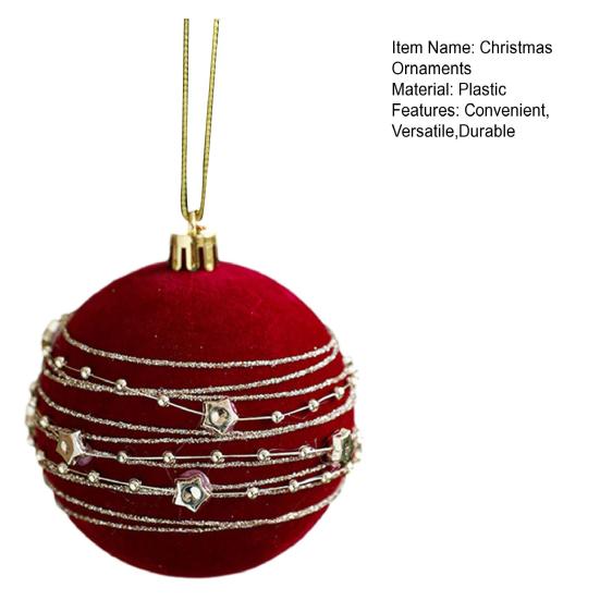 Christmas Ornaments Red Flocking Bell Wreath Snowfall Elk Pendant Snowy Winter Decor for Tree Hanging