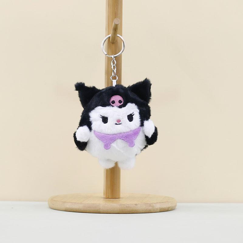 Adorable Kuromi Plush Toy Keychain Cute Sanrio Doll Bag Accessory In Black Purple Grey Black Kuromi