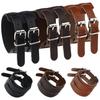 Vintage Genuine Leather Punk Bracelet Double Buckle Wide Cuff Wristband for Men Women Gothic Jewelry