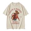 Save A Horse Ride A Cowboy Nadruk Koszulka Męska Damska Harajuku Moda Vintage Koszulki z Okrągłym Dekoltem Codzienne 100% Bawełna Luźna Koszulka