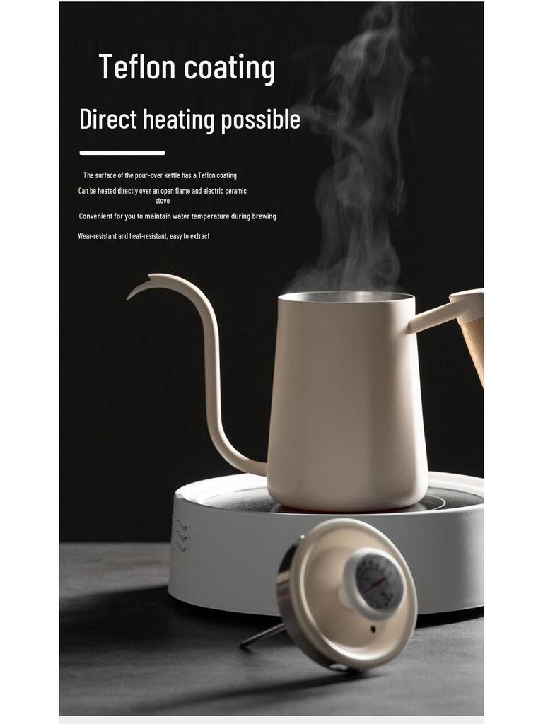 Σετ Καφέ Κανάτας Λαιμού Χήνας από Ανοξείδωτο Ατσάλι με Θερμόμετρο & Αντιθερμική Λαβή - Δωρεάν Αποστολή