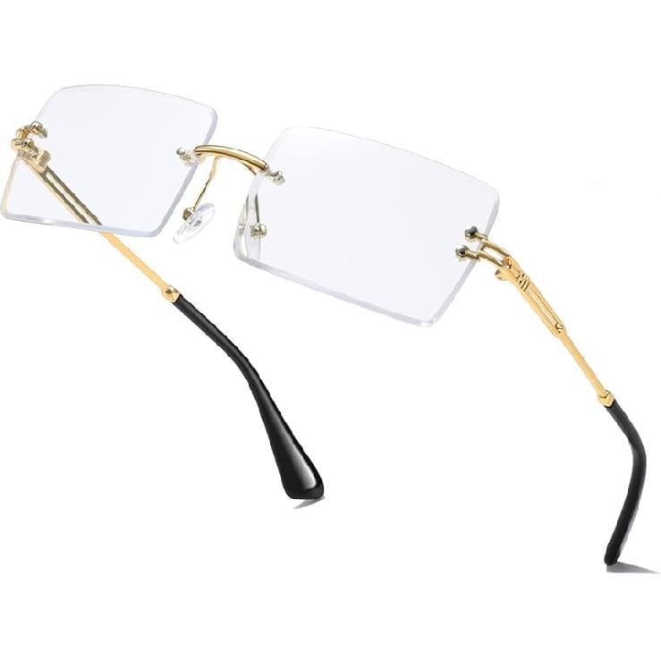Fashion Rimless Rectangle Sunglasses for Women Men Square Glasses Ultralight UV400 Eyewear Unisex 9031 прозрачный