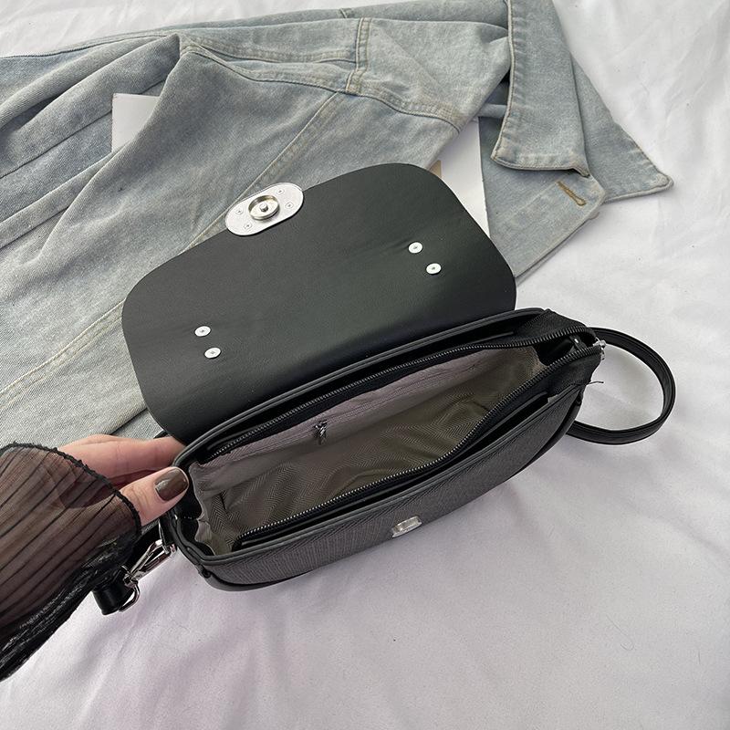 Spring New Niche Fashion Contrasting Color Saddle Bag Portable Shoulder Crossbody Trendy Women's Bag