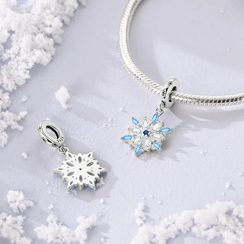 Original Charms Copper Winter Ice Frost Snowflake Beadss Fit Platabracelets For Women Jewelry Making Gifts