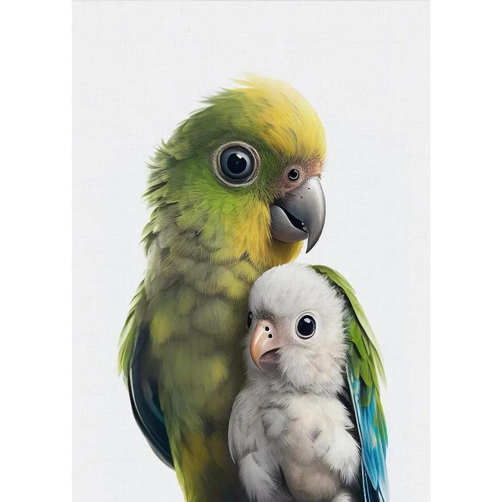 Animal and Their Cute Baby Poster Lion Elephant Koala Bear Owl Fox Canvas Painting Wall Art Pictures for Nursery Baby Room Decor