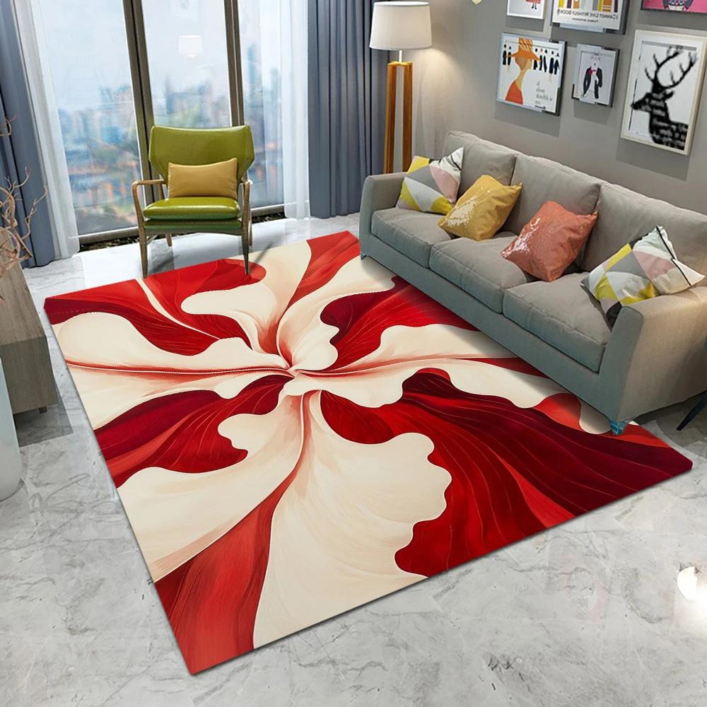 Abstract Art Pattern Floor Mat Various Styles with Flame Swirl Geometric Shapes and Vivid Colors NonSlip Rug for Home Decor