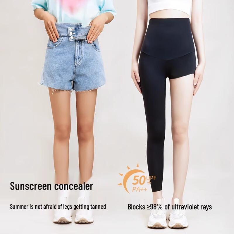 Langsha Women's Ultra-Thin Cooling Ice Silk Shark Leggings