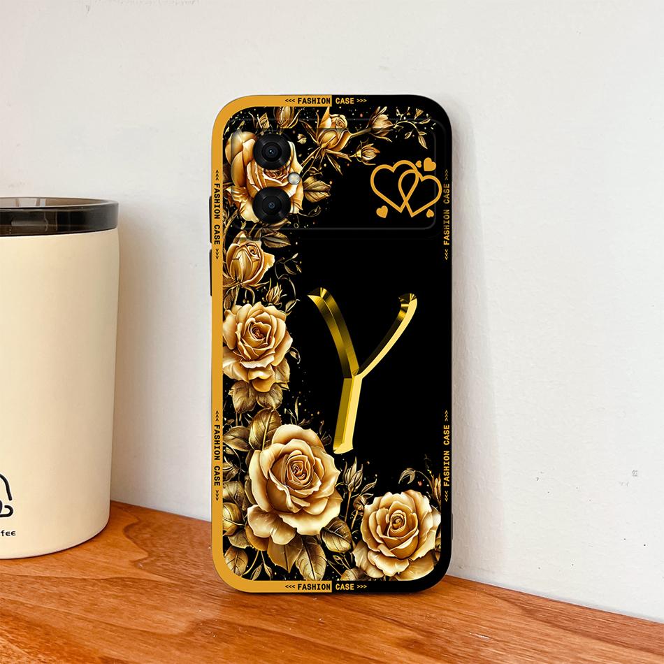 Case For Xiaomi Poco M4 M3 Pro Luxury Rose Letters Soft Smooth Liquid Silicone Housing For Poco M 4 M 3 Lightweight Phone Cover
