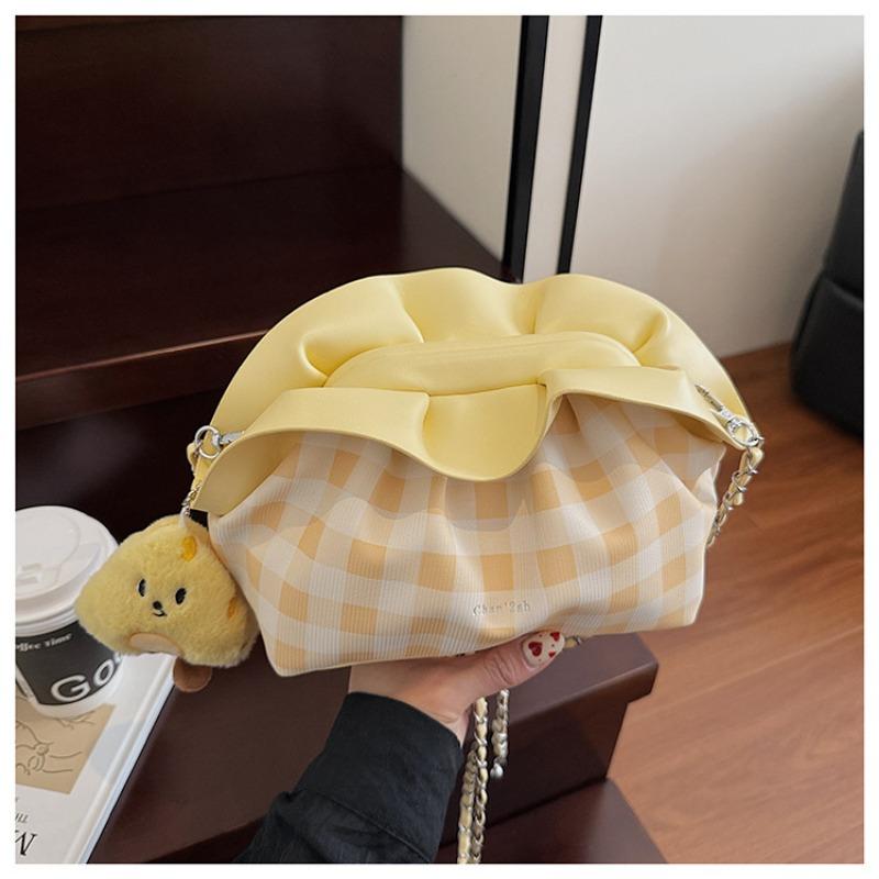 Lotus Leaf Design Cloud Bag Niche Pleated Chain Bag Clip Single Shoulder Messenger Bag Underarm Bag